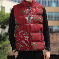 Custom Wales Rugby Pride Sleeveless Puffer Jacket Cymru Three feathers Flame Fire Style