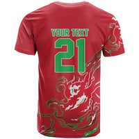 Custom Wales Rugby Pride T Shirt Cymru Three feathers Flame Fire Style