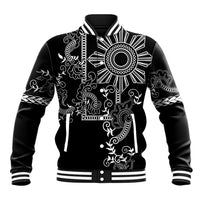 Filipino Sun Tribal Tattoo Baseball Jacket Philippines Inspired Barong Simple Black LT9 - Wonder Print Shop