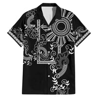 Filipino Sun Tribal Tattoo Family Matching Mermaid Dress and Hawaiian Shirt Philippines Inspired Barong Simple Black LT9 - Wonder Print Shop