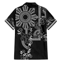 Filipino Sun Tribal Tattoo Family Matching Off Shoulder Maxi Dress and Hawaiian Shirt Philippines Inspired Barong Simple Black LT9 - Wonder Print Shop