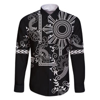 Filipino Sun Tribal Tattoo Family Matching Short Sleeve Bodycon Dress and Hawaiian Shirt Philippines Inspired Barong Simple Black - Wonder Print Shop