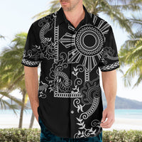 Filipino Sun Tribal Tattoo Hawaiian Shirt Philippines Inspired Barong Simple Black - Wonder Print Shop