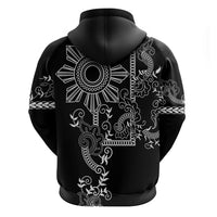 Filipino Sun Tribal Tattoo Hoodie Philippines Inspired Barong Simple Black - Wonder Print Shop