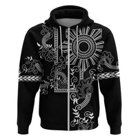 Filipino Sun Tribal Tattoo Hoodie Philippines Inspired Barong Simple Black - Wonder Print Shop