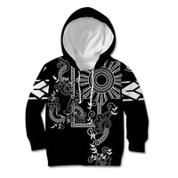 Filipino Sun Tribal Tattoo Kid Hoodie Philippines Inspired Barong Simple Black - Wonder Print Shop
