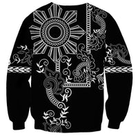 Filipino Sun Tribal Tattoo Sweatshirt Philippines Inspired Barong Simple Black - Wonder Print Shop