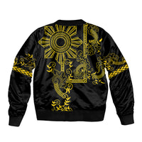 Filipino Sun Tribal Tattoo Bomber Jacket Philippines Inspired Barong Simple Gold LT9 - Wonder Print Shop