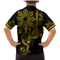 Filipino Sun Tribal Tattoo Family Matching Mermaid Dress and Hawaiian Shirt Philippines Inspired Barong Simple Gold LT9 - Wonder Print Shop