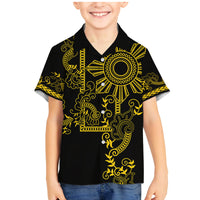 Filipino Sun Tribal Tattoo Family Matching Mermaid Dress and Hawaiian Shirt Philippines Inspired Barong Simple Gold LT9 - Wonder Print Shop