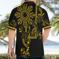 Filipino Sun Tribal Tattoo Hawaiian Shirt Philippines Inspired Barong Simple Gold - Wonder Print Shop