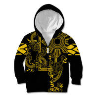 Filipino Sun Tribal Tattoo Kid Hoodie Philippines Inspired Barong Simple Gold - Wonder Print Shop