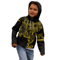 Filipino Sun Tribal Tattoo Kid Hoodie Philippines Inspired Barong Simple Gold - Wonder Print Shop