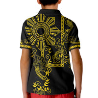 Filipino Sun Tribal Tattoo Kid Polo Shirt Philippines Inspired Barong Simple Gold - Wonder Print Shop
