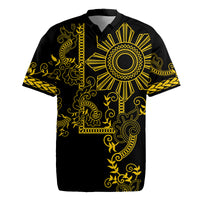 Filipino Sun Tribal Tattoo Rugby Jersey Philippines Inspired Barong Simple Gold - Wonder Print Shop