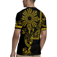 Filipino Sun Tribal Tattoo Rugby Jersey Philippines Inspired Barong Simple Gold - Wonder Print Shop