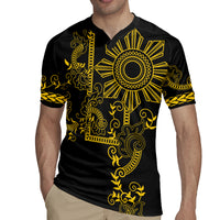Filipino Sun Tribal Tattoo Rugby Jersey Philippines Inspired Barong Simple Gold - Wonder Print Shop