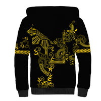 Filipino Sun Tribal Tattoo Sherpa Hoodie Philippines Inspired Barong Simple Gold - Wonder Print Shop