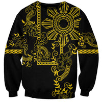 Filipino Sun Tribal Tattoo Sweatshirt Philippines Inspired Barong Simple Gold - Wonder Print Shop