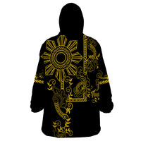 Filipino Sun Tribal Tattoo Wearable Blanket Hoodie Philippines Inspired Barong Simple Gold - Wonder Print Shop
