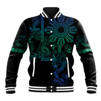 Filipino Sun Tribal Tattoo Baseball Jacket Philippines Inspired Barong Blue Art LT9 - Wonder Print Shop