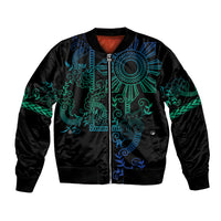 Filipino Sun Tribal Tattoo Bomber Jacket Philippines Inspired Barong Blue Art LT9 - Wonder Print Shop