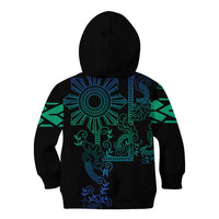 Filipino Sun Tribal Tattoo Kid Hoodie Philippines Inspired Barong Blue Art - Wonder Print Shop