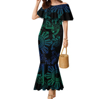 Filipino Sun Tribal Tattoo Mermaid Dress Philippines Inspired Barong Blue Art - Wonder Print Shop