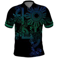 Filipino Sun Tribal Tattoo Polo Shirt Philippines Inspired Barong Blue Art - Wonder Print Shop