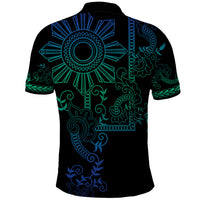 Filipino Sun Tribal Tattoo Polo Shirt Philippines Inspired Barong Blue Art - Wonder Print Shop