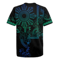 Filipino Sun Tribal Tattoo Rugby Jersey Philippines Inspired Barong Blue Art - Wonder Print Shop
