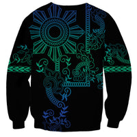 Filipino Sun Tribal Tattoo Sweatshirt Philippines Inspired Barong Blue Art - Wonder Print Shop