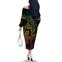 Filipino Sun Tribal Tattoo Family Matching Off The Shoulder Long Sleeve Dress and Hawaiian Shirt Philippines Inspired Barong Reggae Art - Wonder Print Shop