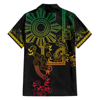 Filipino Sun Tribal Tattoo Family Matching Off Shoulder Short Dress and Hawaiian Shirt Philippines Inspired Barong Reggae Art LT9 - Wonder Print Shop