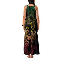 Filipino Sun Tribal Tattoo Family Matching Tank Maxi Dress and Hawaiian Shirt Philippines Inspired Barong Reggae Art - Wonder Print Shop