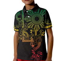 Filipino Sun Tribal Tattoo Kid Polo Shirt Philippines Inspired Barong Reggae Art - Wonder Print Shop