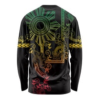 Filipino Sun Tribal Tattoo Long Sleeve Shirt Philippines Inspired Barong Reggae Art - Wonder Print Shop