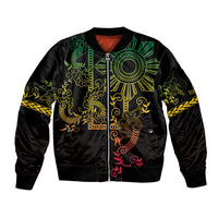 Filipino Sun Tribal Tattoo Sleeve Zip Bomber Jacket Philippines Inspired Barong Reggae Art - Wonder Print Shop