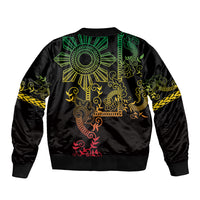 Filipino Sun Tribal Tattoo Sleeve Zip Bomber Jacket Philippines Inspired Barong Reggae Art - Wonder Print Shop