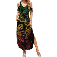 Filipino Sun Tribal Tattoo Summer Maxi Dress Philippines Inspired Barong Reggae Art - Wonder Print Shop
