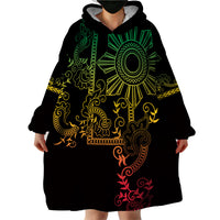 Filipino Sun Tribal Tattoo Wearable Blanket Hoodie Philippines Inspired Barong Reggae Art - Wonder Print Shop