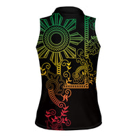 Filipino Sun Tribal Tattoo Women Sleeveless Polo Shirt Philippines Inspired Barong Reggae Art - Wonder Print Shop