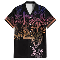 Filipino Sun Tribal Tattoo Family Matching Long Sleeve Bodycon Dress and Hawaiian Shirt Philippines Inspired Barong Pink Art LT9 - Wonder Print Shop
