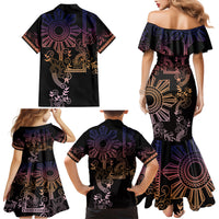 Filipino Sun Tribal Tattoo Family Matching Mermaid Dress and Hawaiian Shirt Philippines Inspired Barong Pink Art LT9 - Wonder Print Shop