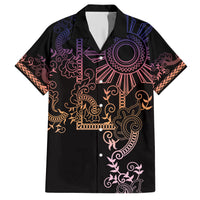 Filipino Sun Tribal Tattoo Family Matching Short Sleeve Bodycon Dress and Hawaiian Shirt Philippines Inspired Barong Pink Art - Wonder Print Shop