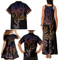 Filipino Sun Tribal Tattoo Family Matching Tank Maxi Dress and Hawaiian Shirt Philippines Inspired Barong Pink Art - Wonder Print Shop