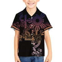 Filipino Sun Tribal Tattoo Family Matching Tank Maxi Dress and Hawaiian Shirt Philippines Inspired Barong Pink Art - Wonder Print Shop