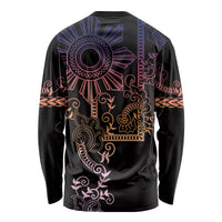 Filipino Sun Tribal Tattoo Long Sleeve Shirt Philippines Inspired Barong Pink Art - Wonder Print Shop