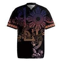 Filipino Sun Tribal Tattoo Rugby Jersey Philippines Inspired Barong Pink Art - Wonder Print Shop