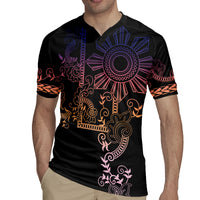 Filipino Sun Tribal Tattoo Rugby Jersey Philippines Inspired Barong Pink Art - Wonder Print Shop